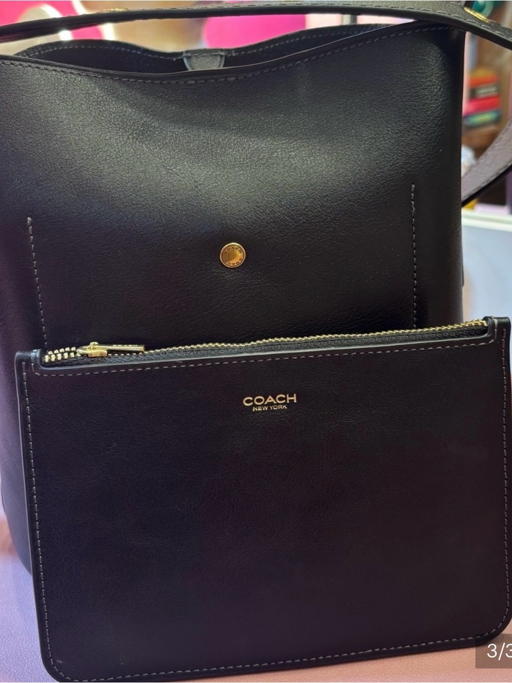 Coach Black Bleecker bucket 16 Leather Shoulder Bag - Picture 4 of 5